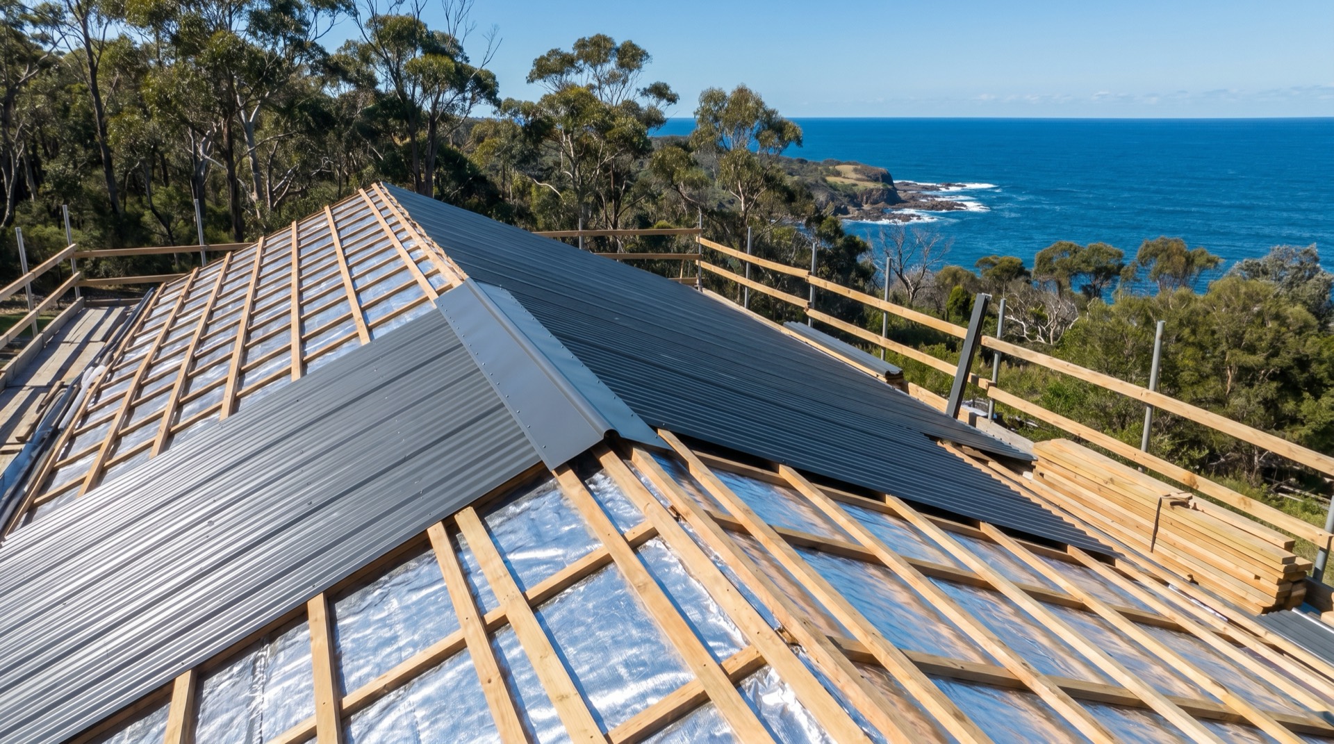 New Colorbond metal roof on a Sapphire Coast home after a full re-roof